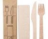 Wooden Cutlery Pack Coated- Wooden Knife, Fork & Napkin
